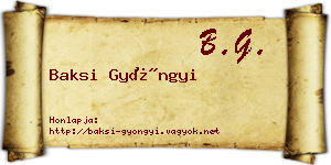 Baksi Gyöngyi névjegykártya